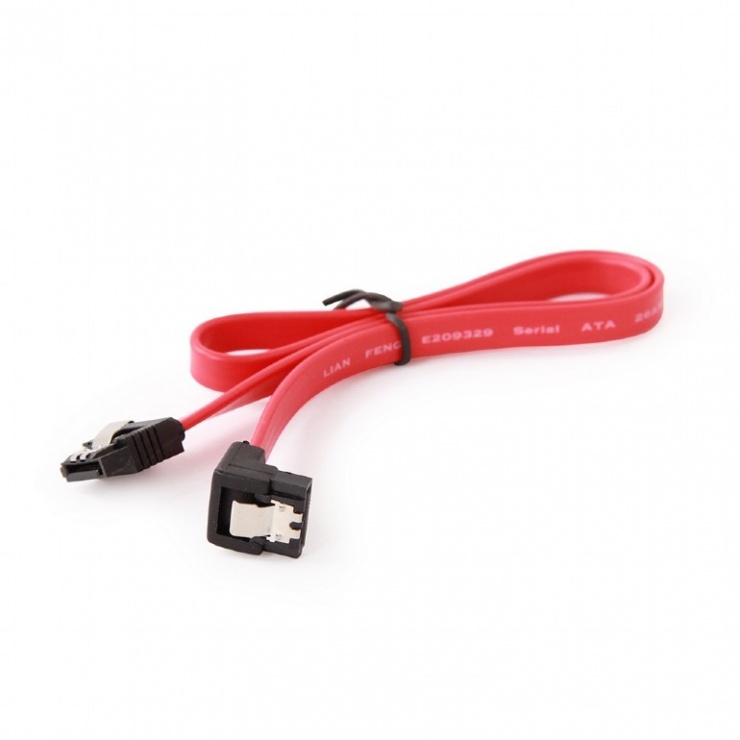 Imagine Cablu de date SATA III drept/unghi 50cm Rosu, Gembird CC-SATAM-DATA90
